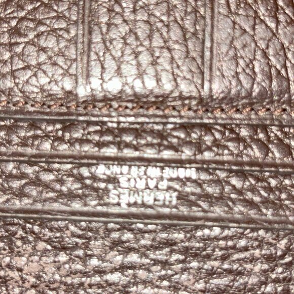 Vintage Hermes Bearn H Wallet Brown Leather H Logo Long Wallet, box dust France - Picture 9 of 12